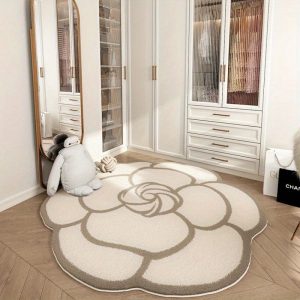 1pc, Area Rug, Fluffy And Soft Flower Carpet For Irregular Lounge, Made Of Imitation Cashmere, Thickened And Washable, Suitable For Home Dressing Room And Plush Carpet