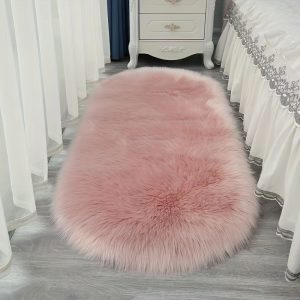 1pc Long Plush Carpet, Faux Fur Rug, Fluffy Shaggy Rug, Soft Furry Shag Rug For Bedroom Bedside Living Room, Aesthetic Room Decor, Home Decor