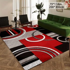 Luxurious Crystal Velvet Area Rug with Non-Slip Backing - 800gsm, Geometric Design | Machine Washable & Pet Friendly | Perfect for Living Room, Bedroom, Kitchen, and More | Elegant Decorative Carpet for Home, Office, and Commercial Spaces Rugs For Living Room Carpet For Living Room