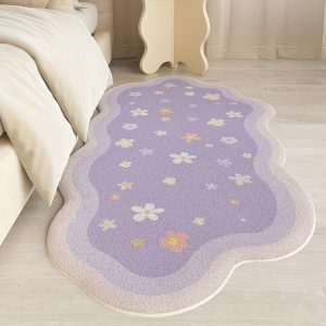 1pc, Floral Pattern Irregular Indoor Mat, Imitation Cashmere Area Rug, Non-Slip Floor Carpet, Home Decor, Room Decor, Home Kitchen Items