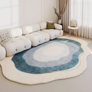 Polygonal Cloud-Shaped Area Rug, Machine Washable Polyester Fiber, Non-Slip Plush Fluffy Carpet for Living Room Bedroom Indoor Use, Luxury Textured Decorative Mat - 1PCS